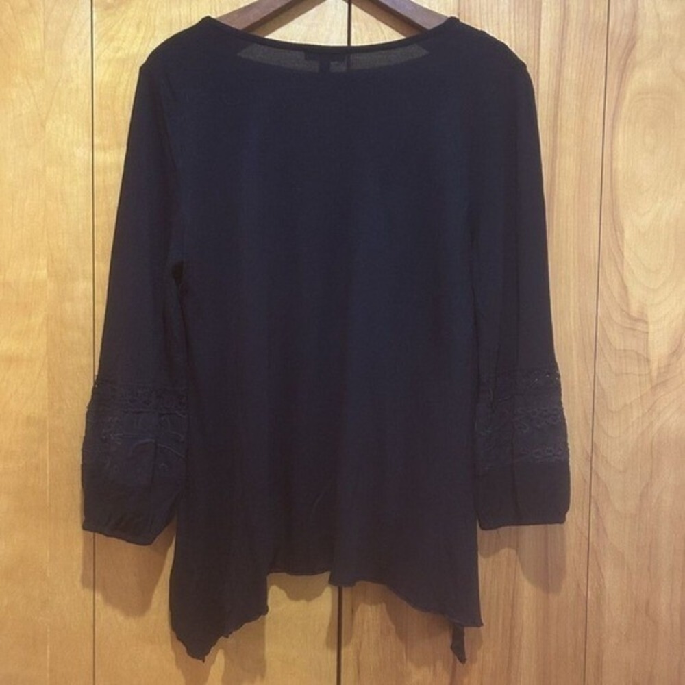 Cupio Black Blouse-Sz L-Mesh Floral Front-Lace-Boho-Fairy Grunge-Whimsigoth - Picture 7 of 12